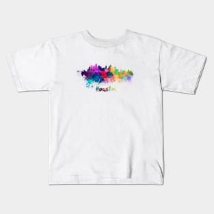 Houston skyline in watercolor Kids T-Shirt